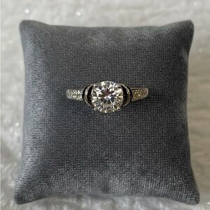 Sterling silver JTV mocha and white engagement ring, wedding, size 10 3/4